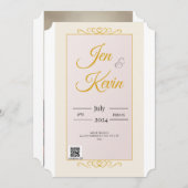 ひまわりの背景が美しいゴールドとホワイトの結婚式招待状 招待状 (正面/裏面)