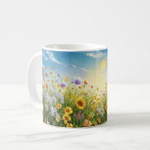 ひまわりの自然な風景と青空マグカップ コーヒーマグカップ (正面左)