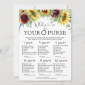 ひまわりの花あなたの財布のブライダルシャワーゲーム 招待状 (正面)