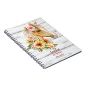 ひまわりの花が咲く美しいパロミノカスタム馬 ノートブック (右側)