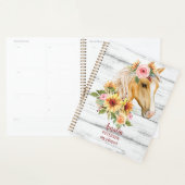 ひまわりの花が咲く美しいパロミノカスタム馬 プランナー手帳 (ディスプレー)