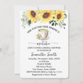 ひまわりの花が彼女の完璧な抹茶ブライダルシャワー 招待状 (正面)