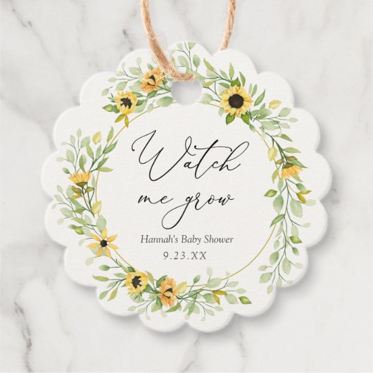 ひまわりの花が植物の恩恵を育てるのを見る フェイバータグ (正面)