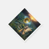 ひまわりの花で呪文を唱える少女 スタンダードカクテルナプキン (角)