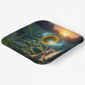 ひまわりの花で呪文を唱える少女 ペーパープレート (傾斜あり)