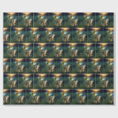 ひまわりの花で呪文を唱える少女 ラッピングペーパー (フラット)