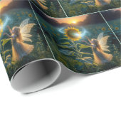 ひまわりの花で呪文を唱える少女 ラッピングペーパー (ロールコーナー)