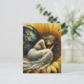 ひまわりの花で眠る妖精 ポストカード (スタンド正面)