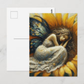 ひまわりの花で眠る妖精 ポストカード (正面/裏面)
