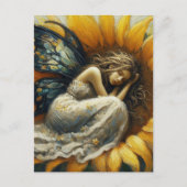 ひまわりの花で眠る妖精 ポストカード (正面)