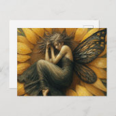 ひまわりの花で眠る妖精 ポストカード (正面/裏面)