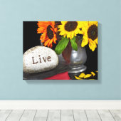 ひまわりの花で聖なる聖書の岩 キャンバスプリント (インサイチュ (ウッドフロア))