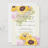 ひまわりの花とうじさい水色 招待状 (正面)