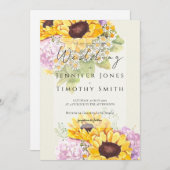 ひまわりの花とうじさい水色 招待状 (正面/裏面)