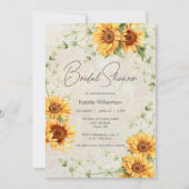 ひまわりの花とつる植物ブライダルシャワー 招待状 (正面)