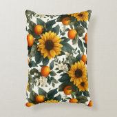 ひまわりの花とオレンジ秋デザイン アクセントクッション (正面(垂直))