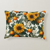 ひまわりの花とオレンジ秋デザイン アクセントクッション (裏面)