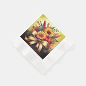 ひまわりの花とカボチャのナプキンカクテル紙 縁ありカクテルナプキン (角)