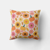 ひまわりの花とカボチャの秋のパターン クッション (裏面)