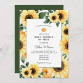 ひまわりの花とカボチャの赤ちゃんシャワー（郵便） 招待状 (正面/裏面)