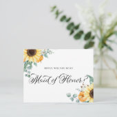 ひまわりの花とカボチャ私のメイド・オブ・オーナー(花嫁付き添い人)カード ポストカード (スタンド正面)