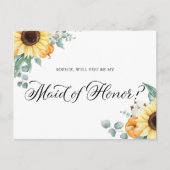 ひまわりの花とカボチャ私のメイド・オブ・オーナー（花嫁付き添い人）カード ポストカード (正面)
