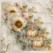 ひまわりの花とカボチャ秋の切り離 薄葉紙