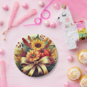 ひまわりの花とカボチャ、7インチ紙プレート ペーパープレート (パーティー)