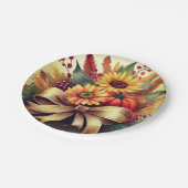 ひまわりの花とカボチャ、7インチ紙プレート ペーパープレート (アングル)