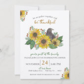 ひまわりの花とカラス感謝のディナー 招待状 (正面)