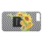 ひまわりの花とシボストライプロンの模様(名前) Case-Mate iPhoneケース (裏面(横))