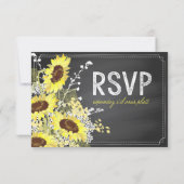 ひまわりの花とシャルボードRSVPカード 出欠カード (裏面)