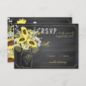 ひまわりの花とシャルボードRSVPカード 出欠カード (正面/裏面)