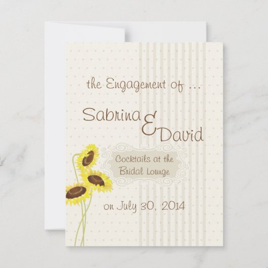 ひまわりの花とストライプ婚約発表 案内状 (裏面)