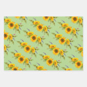 ひまわりの花とチェッカーボードトリオ ラッピングペーパーシート (正面2)