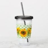ひまわりの花とチェッカー アクリルタンブラー (左)
