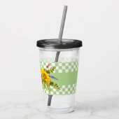 ひまわりの花とチェッカー アクリルタンブラー (裏面)