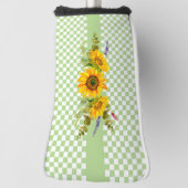 ひまわりの花とチェッカー ゴルフヘッドカバー (回転90)