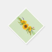 ひまわりの花とチェッカー スタンダードカクテルナプキン (角)