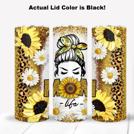 ひまわりの花とデイジーの花と母の生活テーマ タンブラー