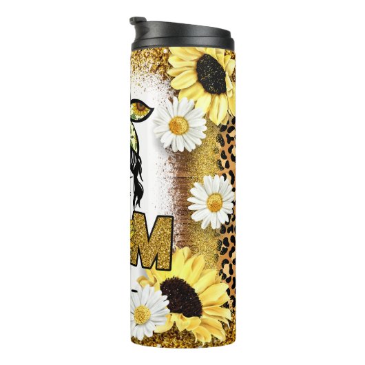 ひまわりの花とデイジーの花と母の生活テーマ タンブラー (回転右)