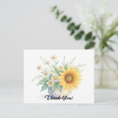 ひまわりの花とデイジーブーケ ポストカード (スタンド正面)