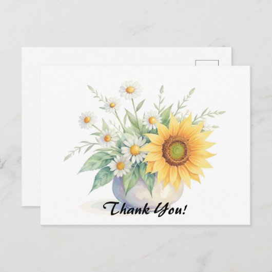 ひまわりの花とデイジーブーケ ポストカード (正面/裏面)