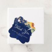 ひまわりの花とデイジー素朴ネイビーブルー秋 フェイバータグ (インサイチュ)