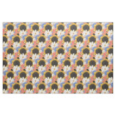 ひまわりの花とデイジー花の模様 ファブリック (ファットクウォーター)