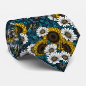 ひまわりの花とデイジー、夏の庭2 ネクタイ (ロール)