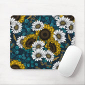 ひまわりの花とデイジー、夏の庭2 マウスパッド (マウス)