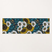 ひまわりの花とデイジー、夏の庭2 ヨガマット (正面(横))