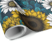 ひまわりの花とデイジー、夏の庭2 ラッピングペーパー (ロールコーナー)