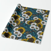 ひまわりの花とデイジー、夏の庭2 ラッピングペーパー (アンロールド)